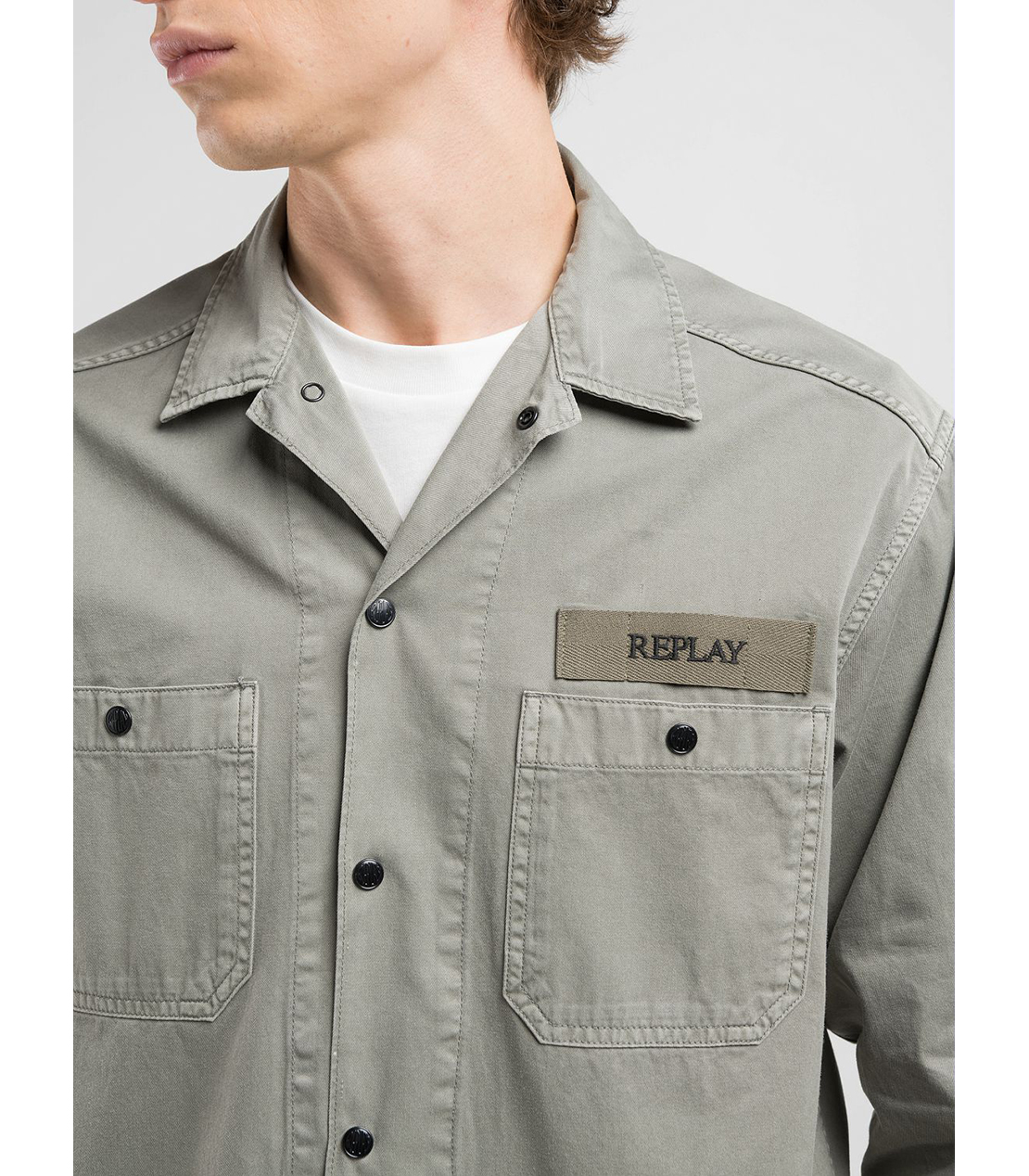 リラックスフィット コットンツイルシャツ 詳細画像 ミリタリーグレー 7